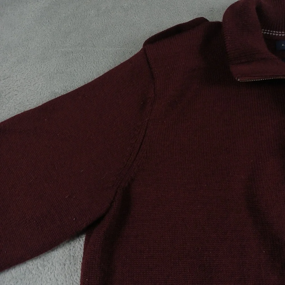 Banana Republic Sweater Mens Large Red 1/4‎ Zip Wool Blend Military Casual